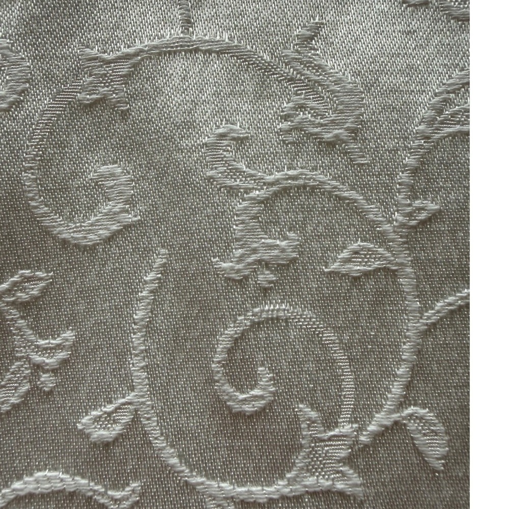 Lenox Bright White Damask Large Rectangle Tablecloth Rope Hem 116" x 57" approx